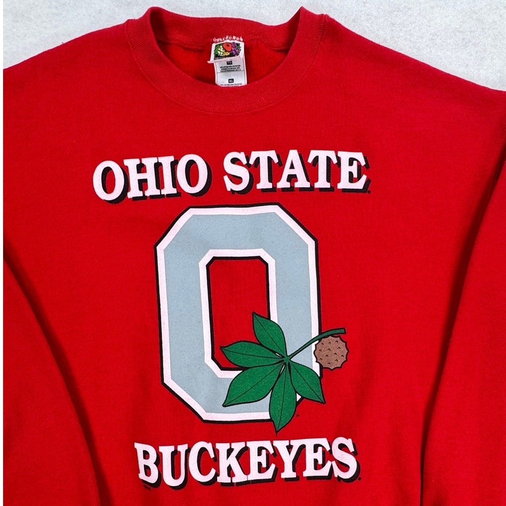 Vintage Fruit of‎ the Loom Ohio State Buckeyes Sweatshirt Red XL Crewneck Mens